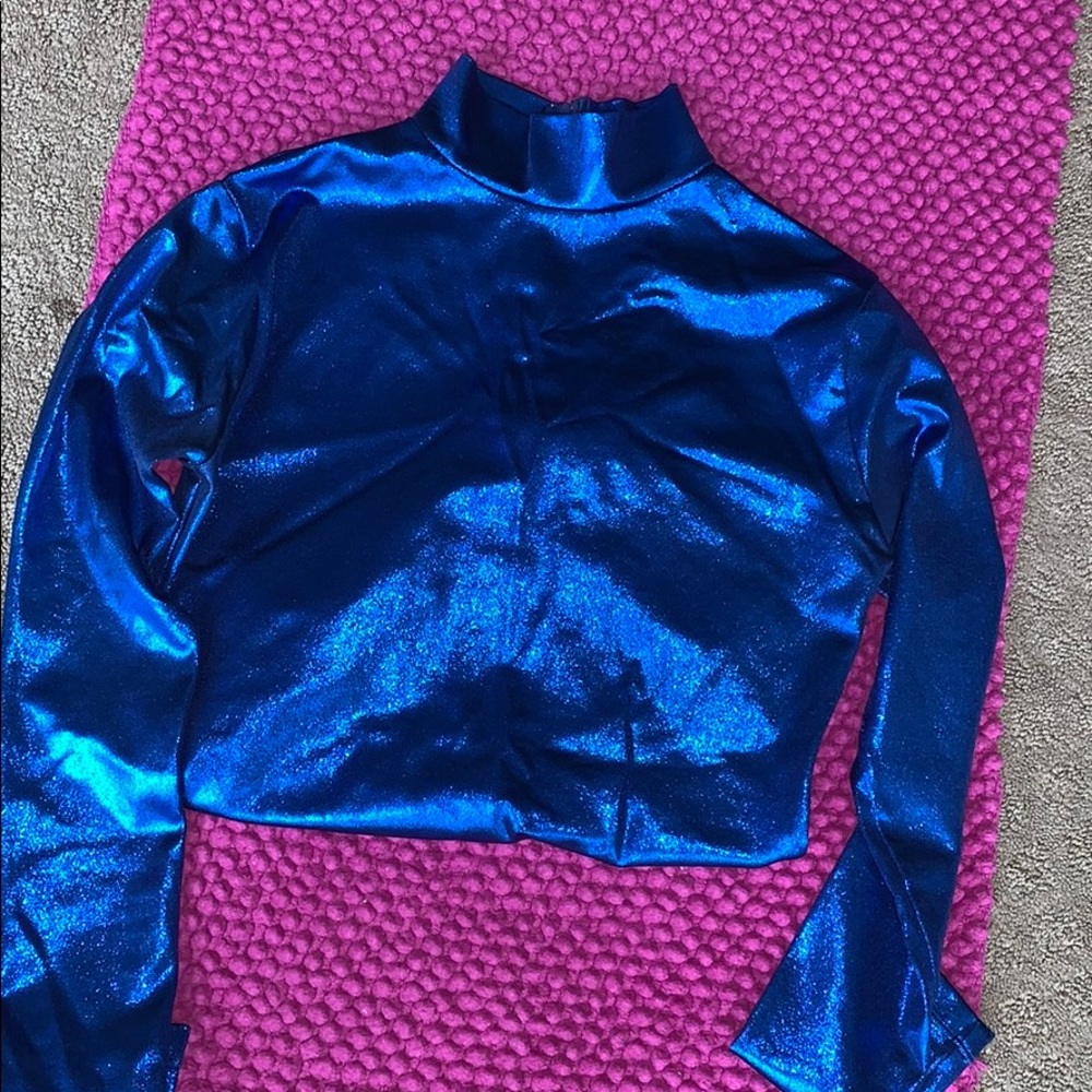 Glitter Blue Zip-Up Bodysuit